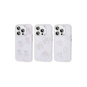 Coque en silicone brillante avec motif de cœur en relief, compatible avec l'iPhone 15 Pro, impression UV, protection de dessin animé pour le modèle XR - Product Image 2