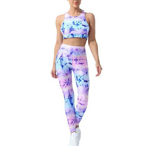Ensemble de yoga taille haute pour femmes tenue d'entraînement sans couture leggings minces et haut confortable vêtements de fitness extensibles vente en gros OEM - Product Image 2