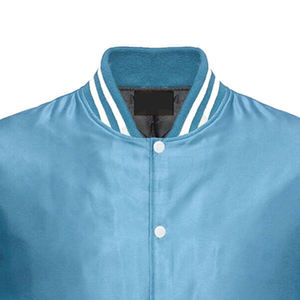 Vente chaude Mode Silk100 % Polyester Tricoté Tissu Satin Bomber Baseball Collège Veste pour hommes Femmes Logo De Broderie Personnalisé - Product Image 4
