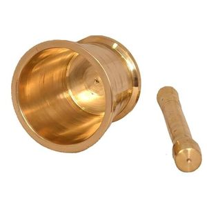 Mortier et pilon en laiton épais plaqué or bonne conception forme ronde mortel et pilon pour herbes épices moulin à poivre - Product Image 2