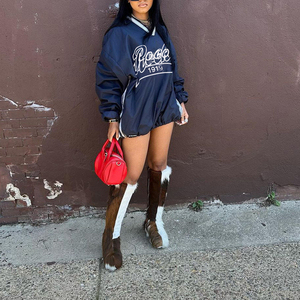 Sweat-shirt oversize pour femme avec impression de lettres personnalisée, col en V décontracté, manches longues, lavage à l'acide, cordon de serrage, pour l'hiver - Product Image 1