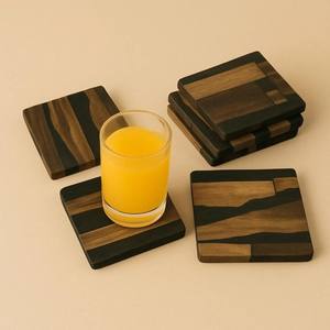 Wood <b>Coasters</b> with Holder Set of Four Elegant Handcrafted <b>Drink</b> <b>Coasters</b> for Home Decor and Table Protection walnut <b>coasters</b> - Product Image 1