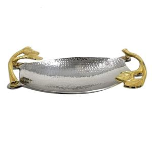 Plato de servicio de material pesado de calidad superior con mango dorado para decoración de servicio de hotel y restaurante en casa - Product Image 4