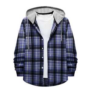 T-shirt à capuche en flanelle surdimensionné unisexe Chemise à capuche décontractée à carreaux Streetwear à manches longues Top coupe ample avec logo en gros - Product Image 1