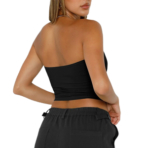 Women Knitted Short Tube <b>Top</b> New Style Hot Selling Soft Fashion Fitness Skinny <b>Cropped</b> Solid Color Stretch Yoga Wear - Product Image 2