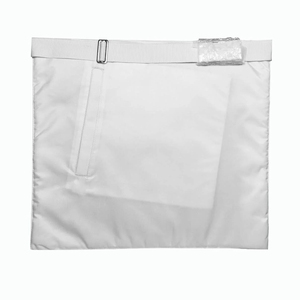 Vente en gros de tablier maçonnique de maître maçon brodé à la main OES tablier blanc en fil d'argent brodé tablier de couture - Product Image 5