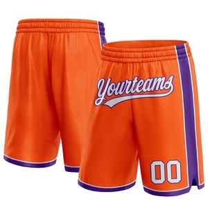 Industrie Direct Engro Sportswear Pantalones cortos de baloncesto Custom Orange White-Purple Pantalones cortos de baloncesto auténticos - Product Image 1