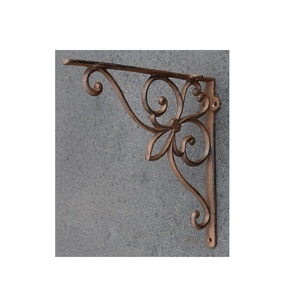 Elegantes soportes de metal decorativos con estampado floral para estanterías abiertas en cocinas, bibliotecas y casas de estilo rústico - Product Image 1