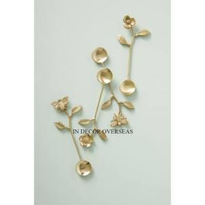 ชุดช้อนส้อมชุบทองมาตรฐานสำหรับบ้านและโรงแรมดีไซน์เนอร์ลายใบไม้ที่สะดุดตา - Product Image 5