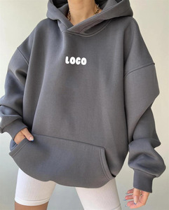 Hot Selling Oversized Women's Drop-Shoulder Hoodies Stylish <b>Sweatshirts</b> for Winter Casual Streetwear Front Logo - Product Image 5