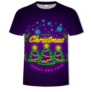 2025 Pakistán fabricante personalizado Navidad completo sobre la pantalla impresión Logo Navidad camiseta para hombres - Product Image 3