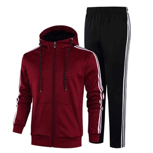 Venta al por mayor de ropa deportiva de gimnasio Fleeceing Tech Trajes de dos piezas Custom Mens Plaining Conjunto de chándal a rayas para los hombres - Product Image 2