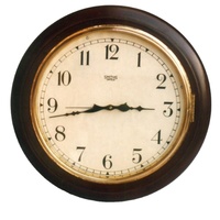 Horloge de station météo nautique antique décorative, horloge en laiton faite à la main sur base en bois, vente en gros