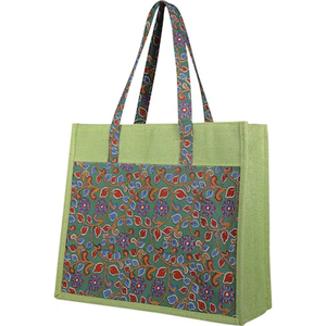 Sacs fourre-tout en jute laminé PP écologique imprimés personnalisés Sacs de plage avec poignée auto-décorative pour un usage quotidien Logo - Product Image 2