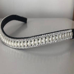 หรูหราสูงที่กำหนดเองโกลเด้นบิ๊กไข่มุกและคริสตัลใส3แถวโลหะห่วงโซ่สีดำเสร็จสิ้นหนังม้าคิ้ววงในทุกขนาด - Product Image 5