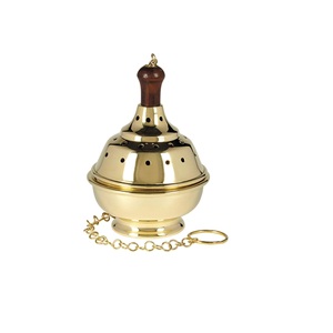 Encensoir suspendu rond en laiton Sudbury, chaîne simple, 8 pouces, fait main, pour Noël, porte-bougie - Product Image 1