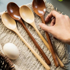 Cucharas de sopa de madera con mango de madera Longan personalizadas, cuchara mezcladora de Loto Azul para cocinar y utensilios para revolver dietéticos - Product Image 2