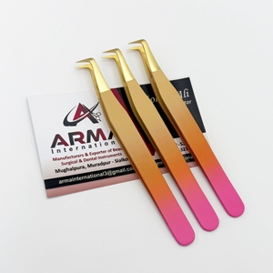 Pinzas de pestañas con logotipo personalizado, volumen de bota de 90 grados, hermoso revestimiento de Ombre, punta de acero inoxidable sostenible para extensiones de pestañas - Product Image 2