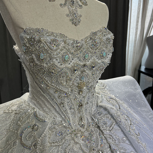 Lsoy022 Modern Floor-Length Luxury Sparkly Ball Gown <b>Wedding</b> Dress with Appliques Floral Print Full-Sequin Embroidery for - Product Image 5