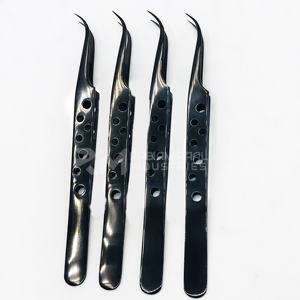 แหนบต่อขนตาปลายโค้ง RMI ทำจากสแตนเลส สีดำพลาสมา คุณภาพสูง ดีไซน์ด้ามจับใหม่ - Product Image 1