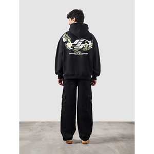 Sudadera con capucha de punto con estampado floral sólido, diseño con cremallera, talla XL, estilo hip-hop, corte holgado, lavado enzimático, bordado 3D, teñido en prenda, serigrafiado. - Product Image 1