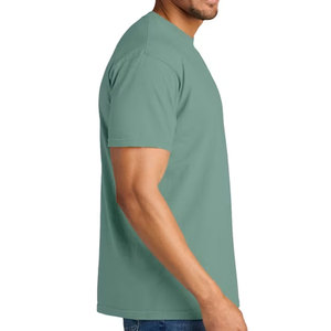 T-shirt personnalisé pour homme en coton gris à manches courtes, col rond, poche, imprimé devant, respirant, en jersey tricoté, coupe classique - Product Image 5