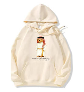 Sudadera de Invierno para Mujer con Capucha y Logotipo de Oso Estampado por Transferencia de Calor, Estilo Casual, Ajuste Holgado, Diseño de Sudadera para Parejas - Product Image 4