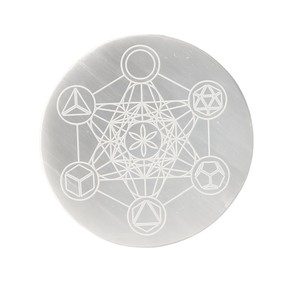 Natural Selenite Charging Plate Metatron's Symbol for Reiki Healing Wholesale Selenite Charging Plates wholesale <b>crystal</b> - Product Image 1