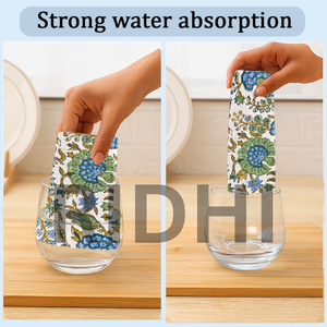 Essuie-tout en coton gaufré vert asperge, imprimé à la main, séchage rapide, absorbant, écologique, pour le nettoyage quotidien de la cuisine - Product Image 5