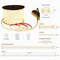Bande lumineuse LED COB AC 110V/220V, étanche IP65, rouleau de 100m, 296 LED/m, lumière linéaire haute tension pour projets extérieurs