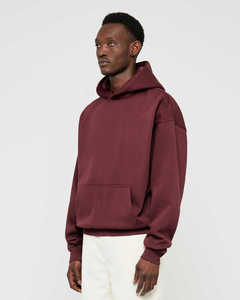 Sweat-shirt à capuche bordeaux pour homme, personnalisable avec logo, épais, à manches longues, avec poche kangourou, style décontracté streetwear, OEM ODM - Product Image 3