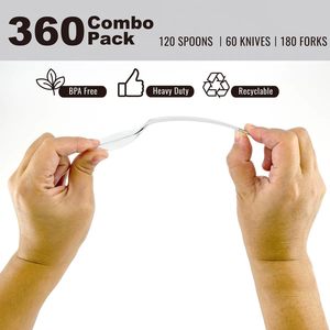 ชุดช้อนส้อมพลาสติกใสแบบใช้แล้วทิ้ง 360 ชิ้น แพ็คสำหรับงานปาร์ตี้ 180 ช้อนส้อม 120 ช้อน 60 มีด - Product Image 3
