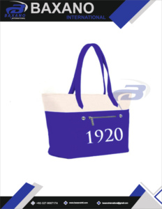 Sac fourre-tout à fermeture éclair personnalisé Zeta Phi Beta Sorority Bleu royal Blanc Grande capacité Sac à main épaule Lettre grecque ZB 1920 Toile - Product Image 5