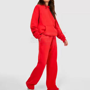 Chándal de talla grande de invierno para mujer, chándal de talla grande superventas, chándal de mujer de Color rojo liso - Product Image 4