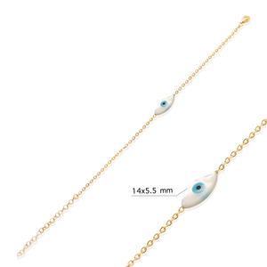 Bracelet en argent 925 fait main avec un charme en forme d'œil turc en nacre, vente en gros turque - Product Image 2