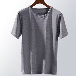 Camiseta Deportiva de Verano para Hombre con Logotipo Personalizado OEM, Elegante, Holgada, de Malla, Media Manga, Cuello en V, Talla Grande, de Seda Helada, Informal, de Punto - Product Image 2