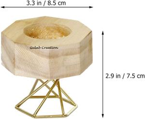 Modern Premium Home Accessories Trending Wooden <b>Candle</b> Holder with Square and Hexagon Shapes Metal Stand for Home Decoration - Product Image 4