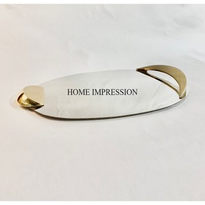 Bandeja de servicio de diseñador único de arte creativo moderno chapado en oro de alto grado fundido de aluminio del fabricante indio al precio más bajo - Product Image 5