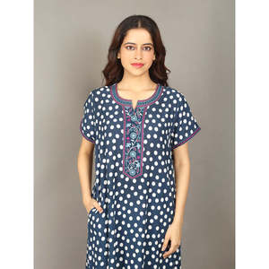 Evolove Women's Liva Viscose <b>Maxi</b> Nighty with Pocket Super Soft and Comfortable Woven Fabric Breathable Spandex ODM Nightwear - Product Image 2