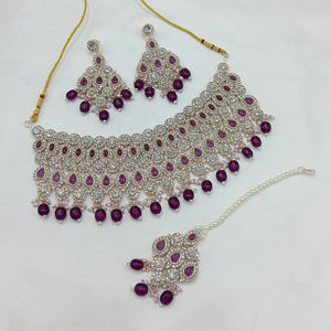 Conjunto de collar de cuentas y piedra austriaca de diseñador Joyería de fusión perfecta para looks festivos, festivos y tradicionales - Product Image 4