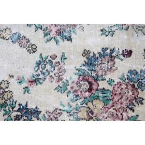 Tapis turc vintage 4,8x7,9 pieds, tapis en laine abstrait vert et blanc - Product Image 5