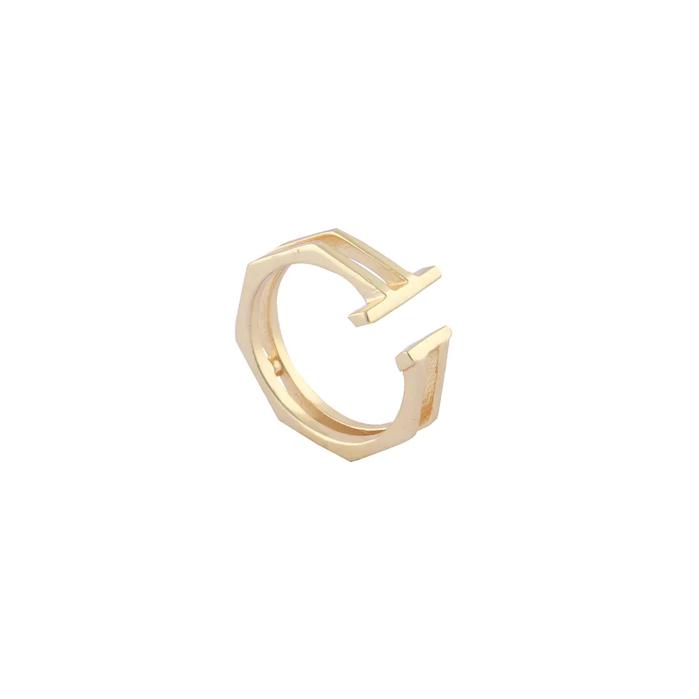 แหวนทองเหลืองรูปทรงเรขาคณิตซ้อนกันได้,แหวน Meta Hammered ทองเหลืองปรับได้แหวนข้ออักเสบวงทองเหลืองโหมดของขวัญ Joyas R-543