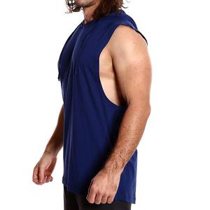 Solid Color Breathable Hooded <b>Gym</b> Fitness Customization logo Hooded Breathable Sleeveless tank Top for <b>Men</b> - Product Image 2
