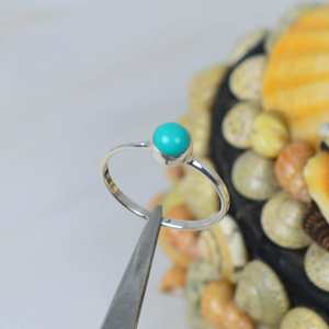 Anillo de piedras preciosas talladas de forma redonda suave de turquesa Natural, anillos de moda para fiesta de Plata de Ley 925, joyería para mujer a granel - Product Image 6