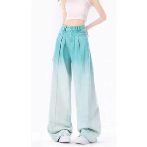 High Street <b>Women</b> <b>Baggy</b> Trousers High Rise Multi Pockets Faded Washed Denim Wide Leg <b>Cargo</b> Jeans 100% Cotton - Product Image 2