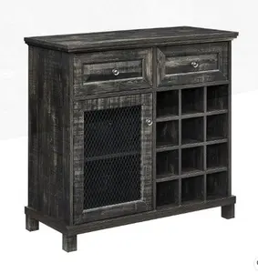 New Classic Modern Design Home Source Small Bar Cabinet in Grey Wash with Door Dark Color