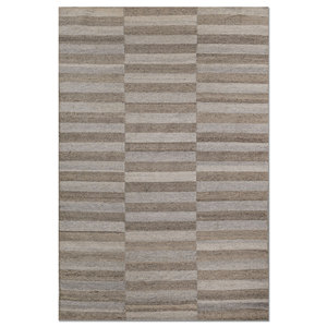 Tapis faits main en laine et viscose à tissage plat Indusbar Ivory, rayés, rectangulaires, pour couloir et salon - Modèle ADWV-13012 - Product Image 1