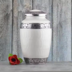 Urna de cremación de Metal altamente duradera, urnas funerarias de Metal impresas con esmalte de mármol blanco gris, suministro de entierro de urna clásica de calidad Premium - Product Image 4