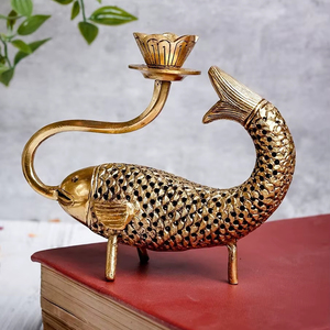 Sculpture de poisson en métal de haute qualité pour étagère de fenêtre, console, table, vitrine, pièce d'accent décorative moderne - Product Image 1