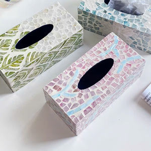 Mother of Pearl <b>Tissue</b> Storage Box Vintage Mosaic Home Decor Wooden Inlay Boxes for Dinner Napkin <b>Paper</b> Container - Product Image 3